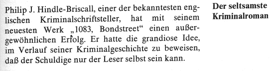 Philip J. Hindle-Briscall, 1083, Bond Street (Teil 2)