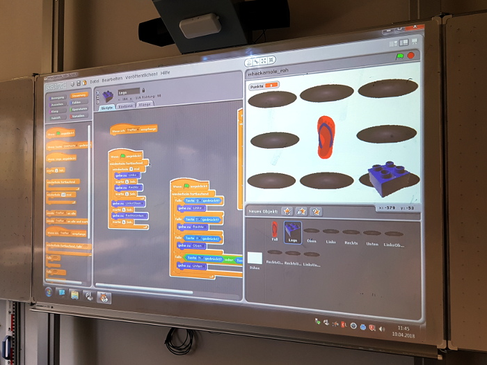 Digitales Whiteboard mit Scratch-Programm